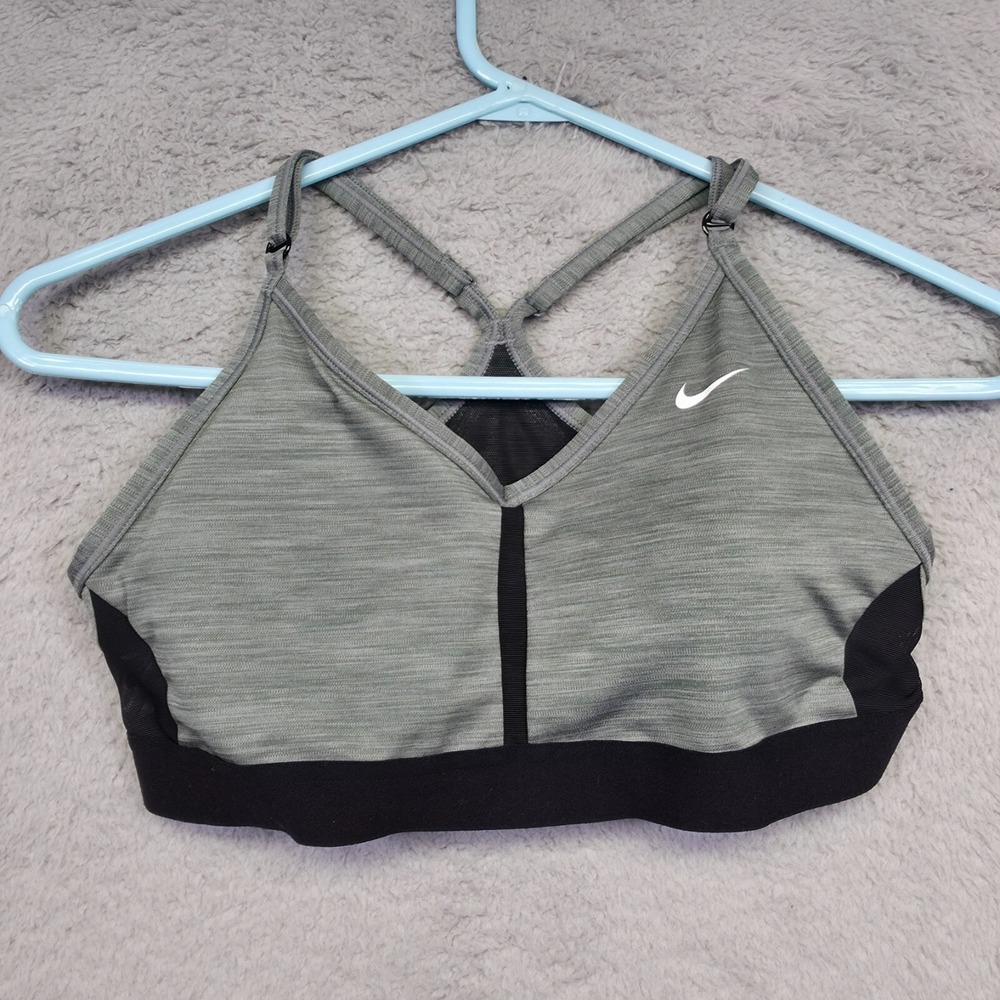 Nike Indy Sports Bra Women M Gray Padded Dri Fit Racerback Light Support Workout